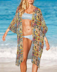 Vintage Rodeo Poster Duster Kimono Coverup Women's Long Cover Up