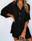 Collared Button Up Pocketed Romper