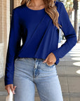 Solid Asymmetric Seam Long Sleeve Top