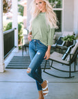 Dani Smocked 3/4 Sleeve Casual Loose Top