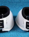 White Classic Equine No Horse No Turn Bell Boots Pair