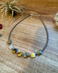 14 inch 3 mm sterling silver pearls choker - with bumblebees beads