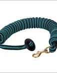 Turquoise Blk 3/4X25Ft Weaver Cotton Lunge Line Horse Rubber Stopper Brass Snap