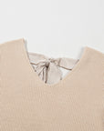 Bow Back Lantern Sleeve V-Neck Sweater