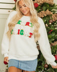Christmas MERRY & Bright Chenille Sherpa Sweatshirt