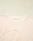 Floral Patch Raw Edge Drop Shoulder Top