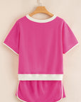 Colorblock Short Sleeve T-Shirt and Skort Set