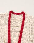 Bow Textured Open-Front Cardigan
