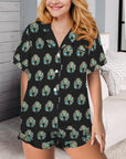 Turquoise Naja Western Satin Pajama set