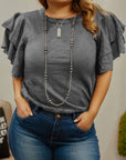 Plus Size Double Ruffle Short Sleeve Top