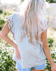 Angie Boho Embroidered Floral Print Flutter Sleeve Blouse