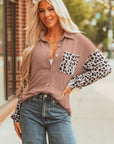 Journee Leopard Ribbed Casual Shacket