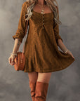 Elle Lace Crochet Buttoned Mini Dress