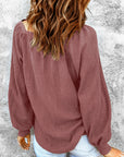Hallie Square Neck Puff Sleeve Waffle Knit Top