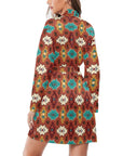 Old Aztec Women's Long Sleeve Belted Satin Feel Dressing Lounge Robe
