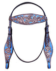 Hilason Western Horse Breast Collar Headstall American Leather Brown Turquoise