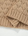 Colorblock Textured Knit Puff Sleeve Sweater
