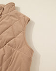 Plus Size Quilted Corduroy Snap Button Vest Jacket