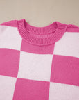Checker Bishop Sleeve Sweater
