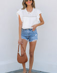 Alondra Lace Flutter Sleeve Eyelets Blouse