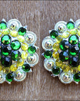 1.5 In Lemon Green Crystals Berry Silver Bling Headstall Saddle Hilason
