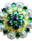 1.5 In Lemon Green Crystals Berry Silver Bling Headstall Saddle Hilason