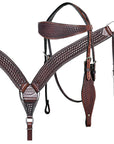 HILASON Western Horse Headstall Breast Collar Set Tack Genuine American Leather