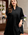 Plus Size Colorblock Knot Cuff Mini Dress