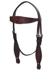 HILASON Western Horse Headstall Breast Collar Set Tack Genuine American Leather Barb Wire Dark Brown