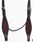 HILASON Western Horse Headstall Breast Collar Set Tack Genuine American Leather Barb Wire Dark Brown