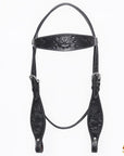 HILASON Western Horse Breast Collar Headstall Genuine American Leather Floral Black
