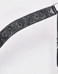 HILASON Western Horse Breast Collar Headstall Genuine American Leather Floral Black