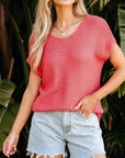 Melina Loose Knit Short Dolman Sleeve Sweater