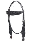 HILASON Western Horse Breast Collar Headstall Genuine American Leather Floral Black
