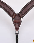 HILASON Western Horse Headstall Breast Collar Set Tack Genuine American Leather Barb Wire Dark Brown