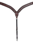 HILASON Western Horse Headstall Breast Collar Set Tack Genuine American Leather Barb Wire Dark Brown