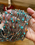 Mixed Turquoise & Spiny Oyster Necklace – 3mm Sterling Silver Pearls