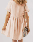Bria Folded Short Sleeve Lace V Neck Mini Dress