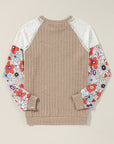 Bailey Patchwork Long Sleeve Ribbed Blouse