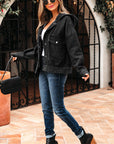 Sage Pocket Drop Shoulder Hooded Denim Jacket