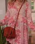 Melody Floral Tassel Tie Long Sleeve Mini Dress