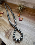 30 inch graduated 12 mm Sterling Silver Pearls hoop necklace