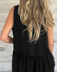 Ruffle Hem Sleeveless Buttoned Shirt