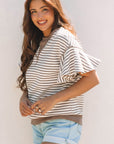 Alexia Striped Ruffle Short Sleeve Top