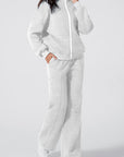 Solid Zip-Up Jacket and Drawstring Pants Set