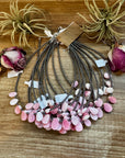 14" Pink Conch Petal Choker – 3mm Sterling Silver Pearls