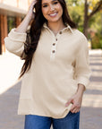 Arianna Waffle Half Button Top.