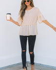 Oaklyn Textured Ruffled Short Sleeve Blouse