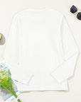 Solid Reverse Seam Crew Neck Long Sleeve Top