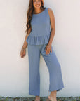 Teresa Ribbed Ruffle Tank Top and Pants Set